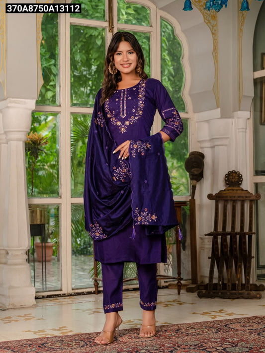 Elegant Straight Kurti Pant Dupatta Set